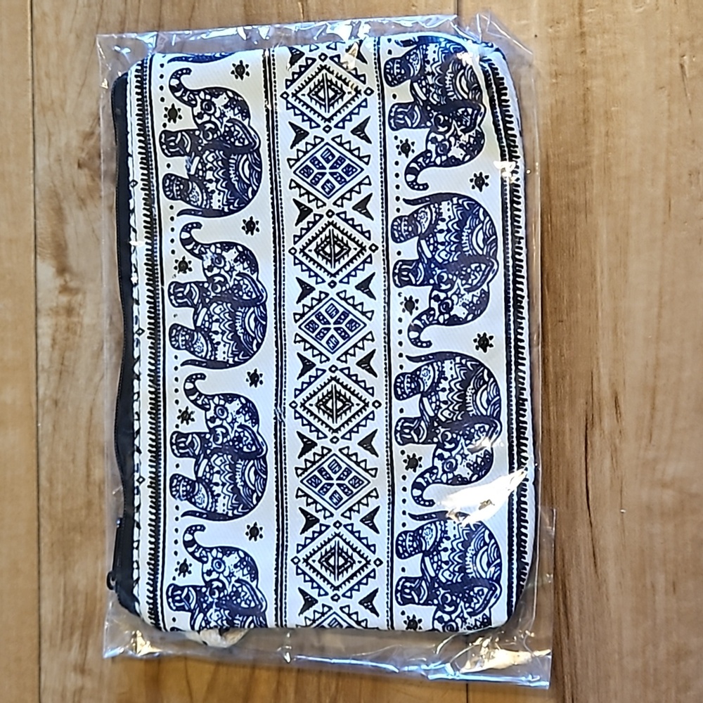 BN Elephant Print Canvas Travel Pouch